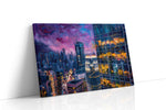 Neon Dreams of the Skyline urban canvas print gallery-wrapped landscape canvas studio shot