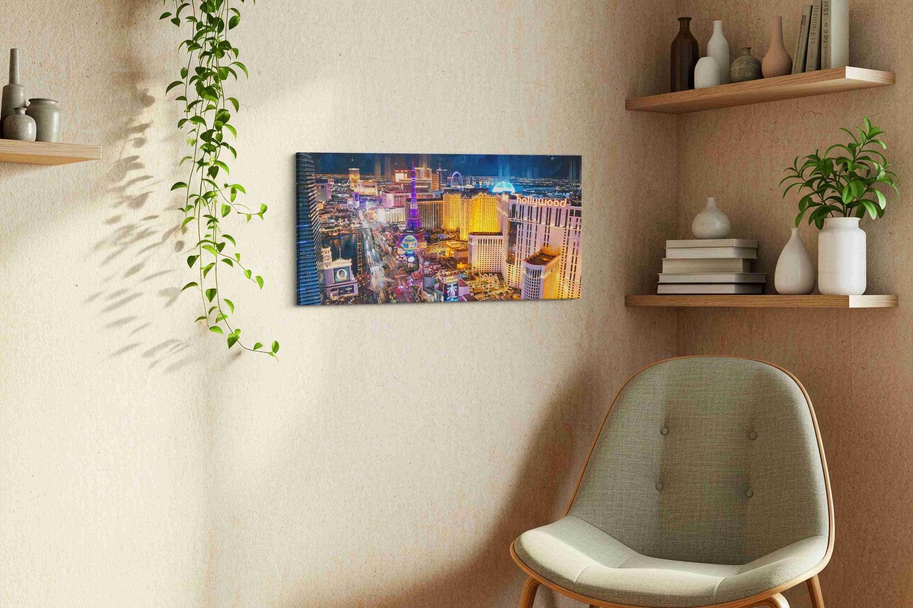 Neon Dreams of the Strip – urban canvas wall art, gallery-wrapped, ready to hang