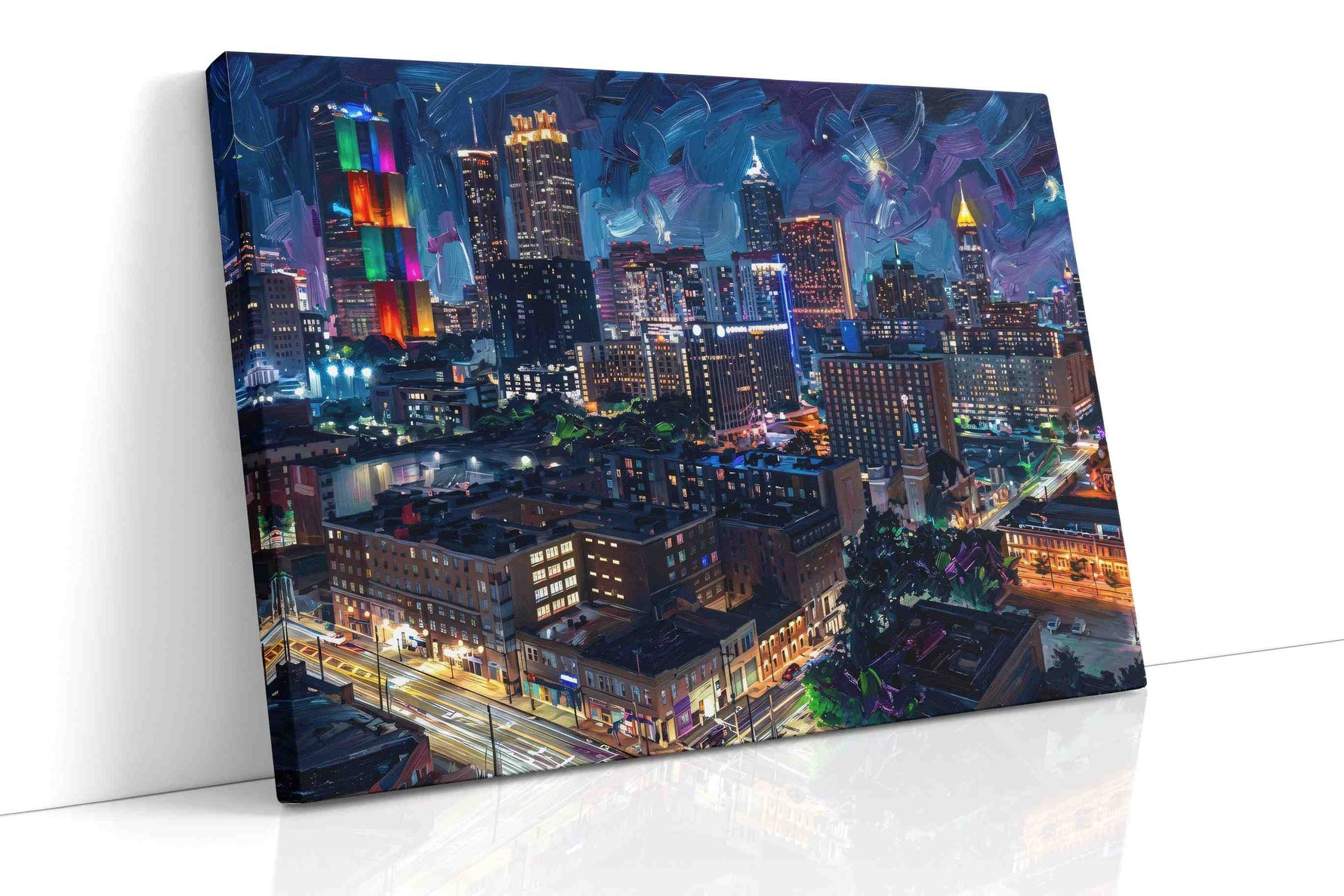 Neon Nights in the City urban canvas print, gallery-wrapped, ready to hang