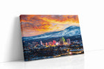 Neon Serenade at Dusk urban canvas print, gallery-wrapped, ready to hang