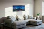 Neon Symphony Skyline urban canvas print in a living room scene