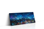 Neon Symphony Skyline urban canvas print, gallery-wrapped, ready to hang