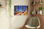 Neon Symphony Urban Nocturne urban canvas print, hanging on wall — view 2