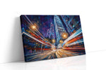 Neon Symphony in Motion urban canvas print, gallery-wrapped, ready to hang