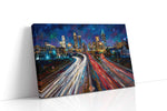 Neon Trails of the Cityscape urban canvas print gallery-wrapped landscape canvas studio shot