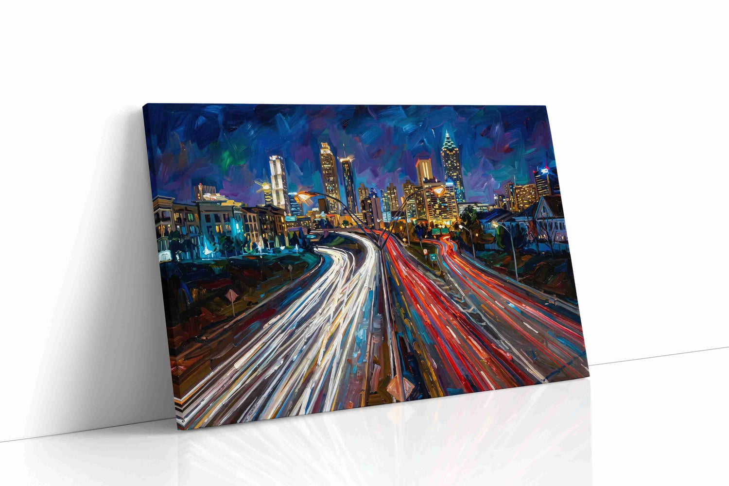 Neon Trails of the Cityscape urban canvas print, gallery-wrapped, ready to hang