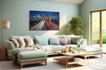 Neon Trails of the Cityscape – urban canvas wall art, gallery-wrapped, ready to hang