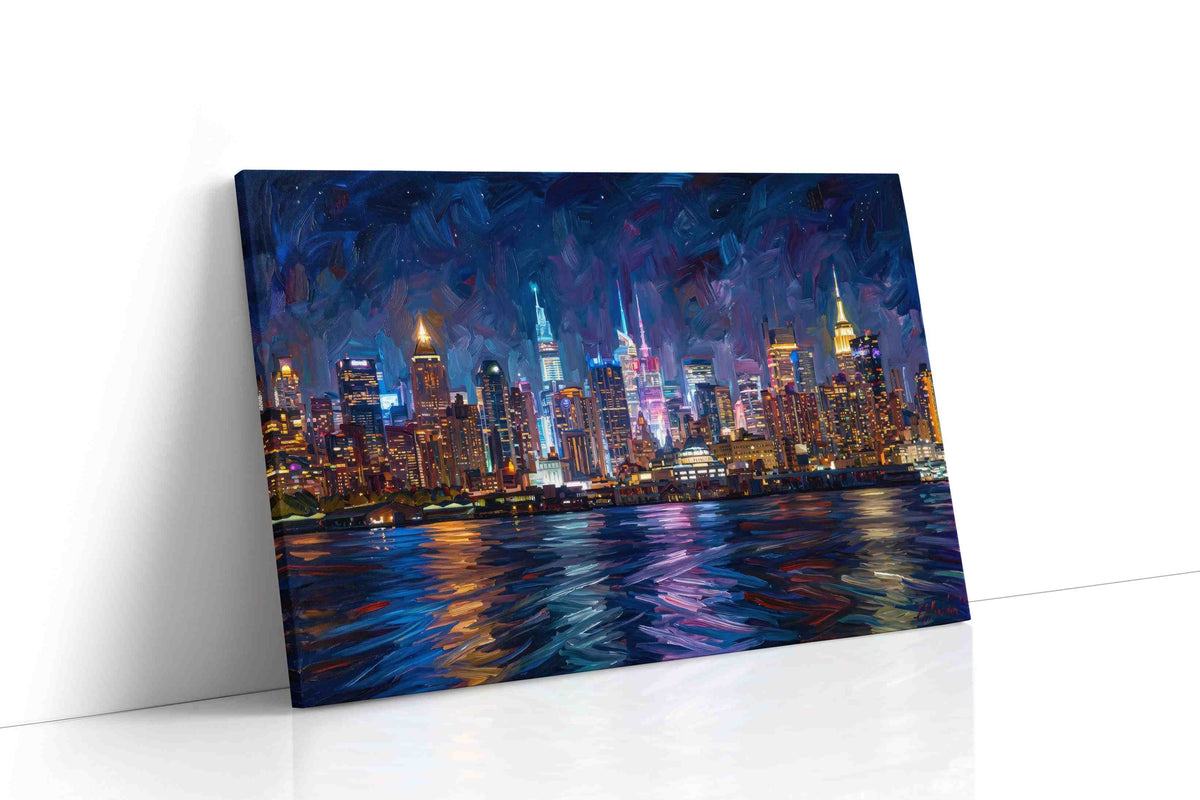 Nocturnal Metropolis Symphony urban canvas print gallery-wrapped landscape canvas studio shot