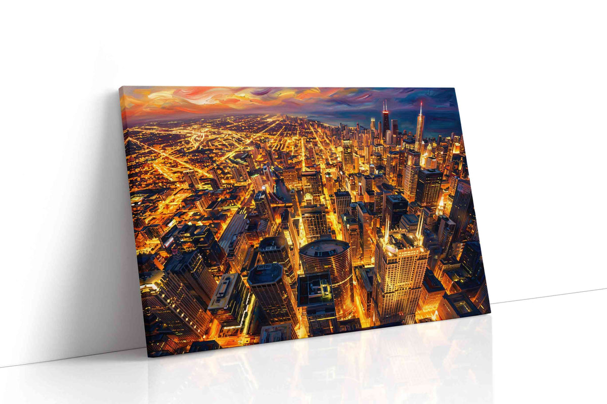 Radiant City Symphony urban canvas print, gallery-wrapped, ready to hang