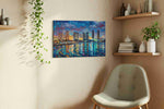 Reflections of a Vibrant City urban canvas print, hanging on wall — view 2