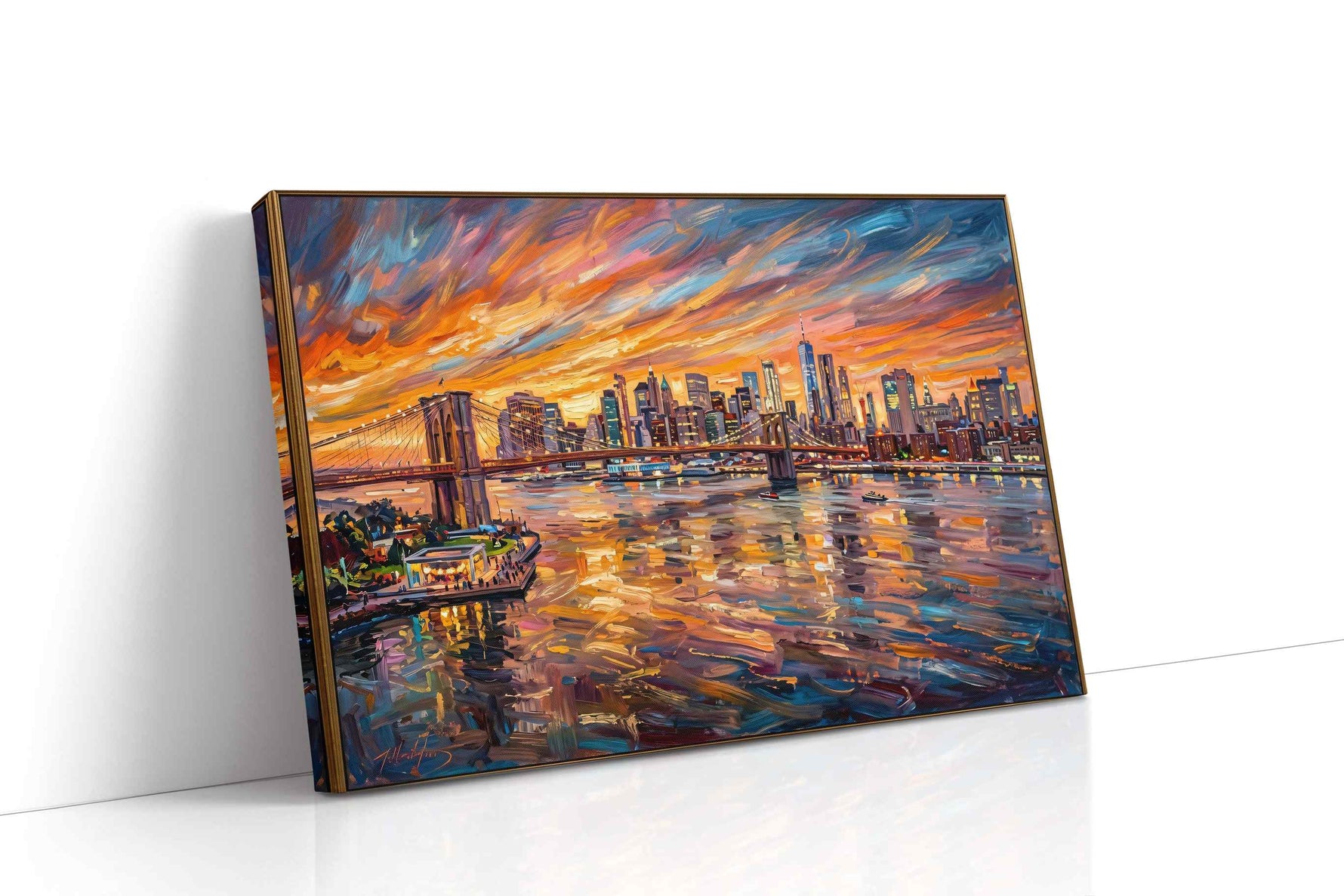 Sunset Symphony Over the City urban canvas print gallery-wrapped landscape canvas studio shot