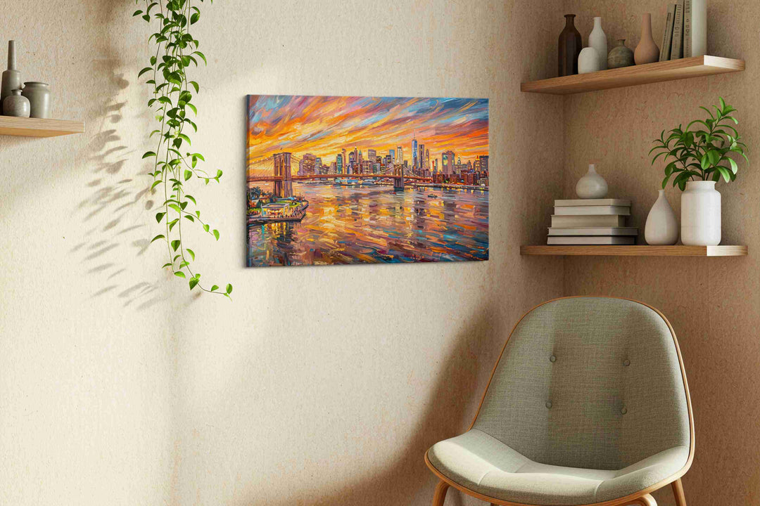Sunset Symphony Over the City – urban canvas wall art, gallery-wrapped, ready to hang