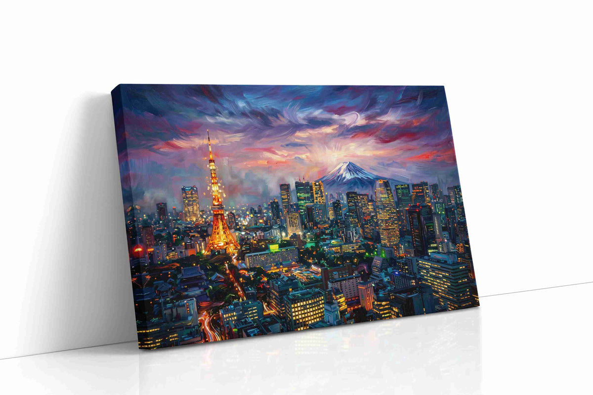 Tokyo Twilight Dreamscape urban canvas print, gallery-wrapped, ready to hang