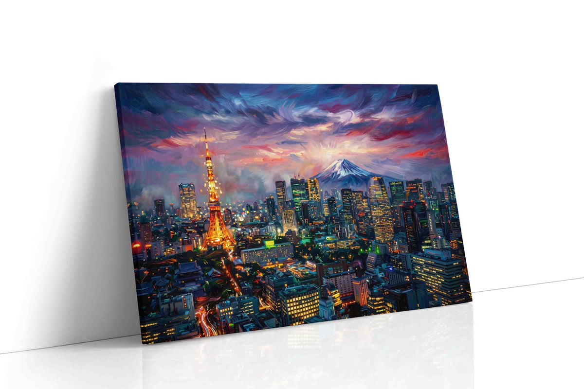Tokyo Twilight Dreamscape urban canvas print gallery-wrapped landscape canvas studio shot
