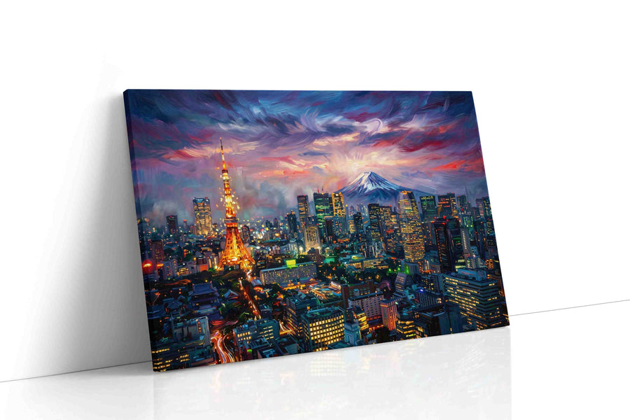 Tokyo Twilight Dreamscape urban canvas print gallery-wrapped landscape canvas studio shot
