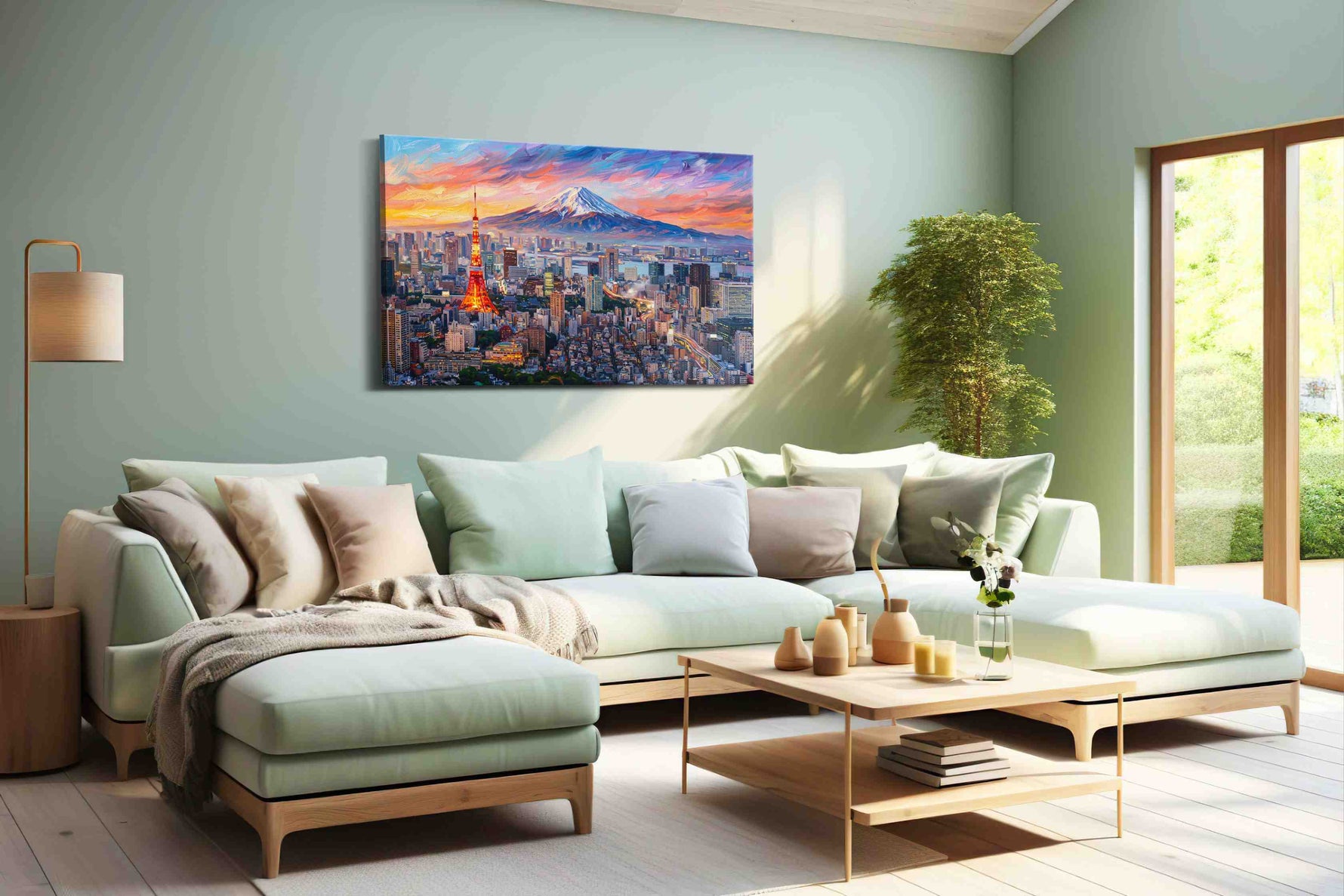 Tokyo's Painted Twilight urban canvas print, hanging on wall