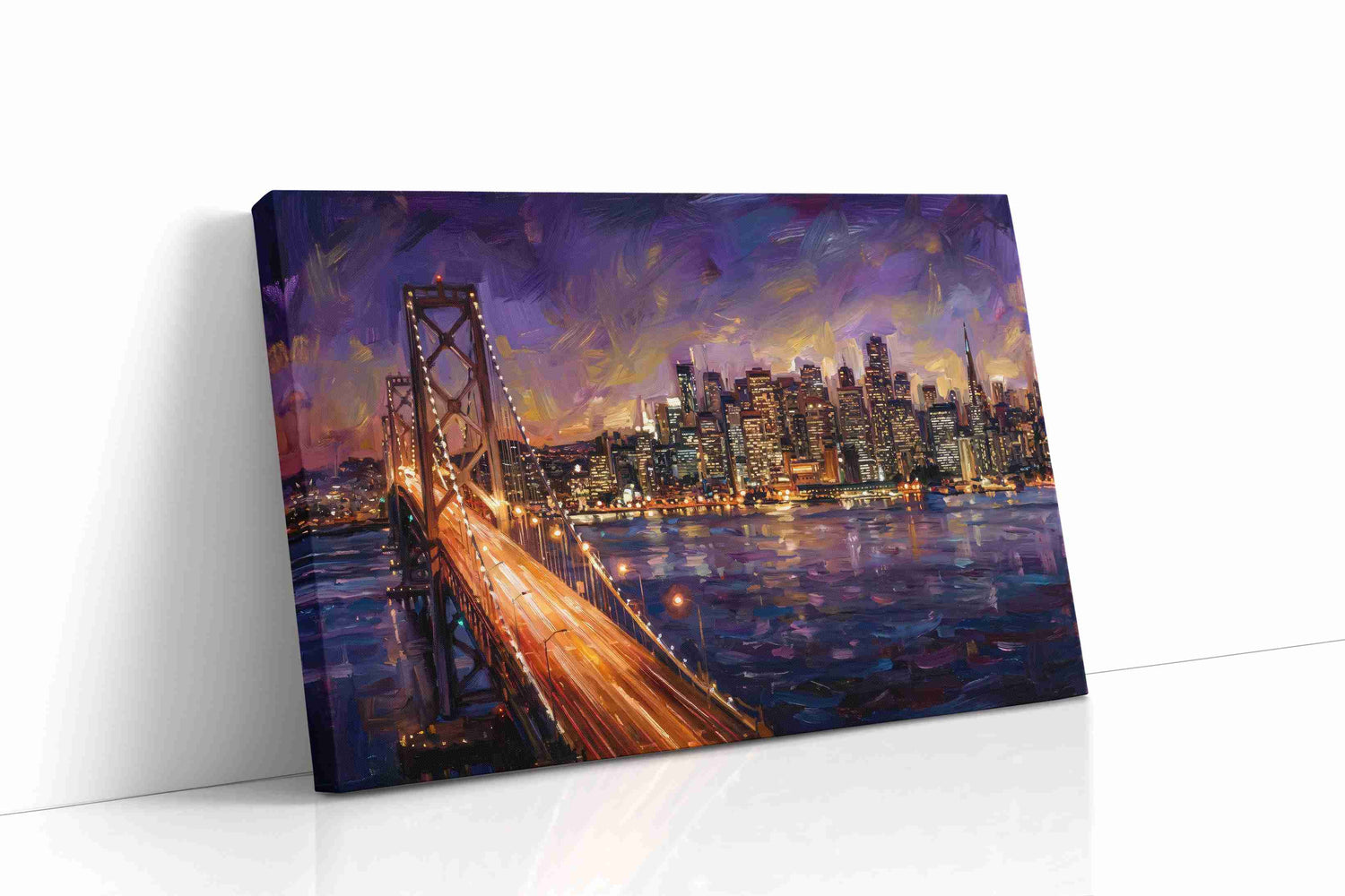 Twilight City Glow urban canvas print, gallery-wrapped, ready to hang