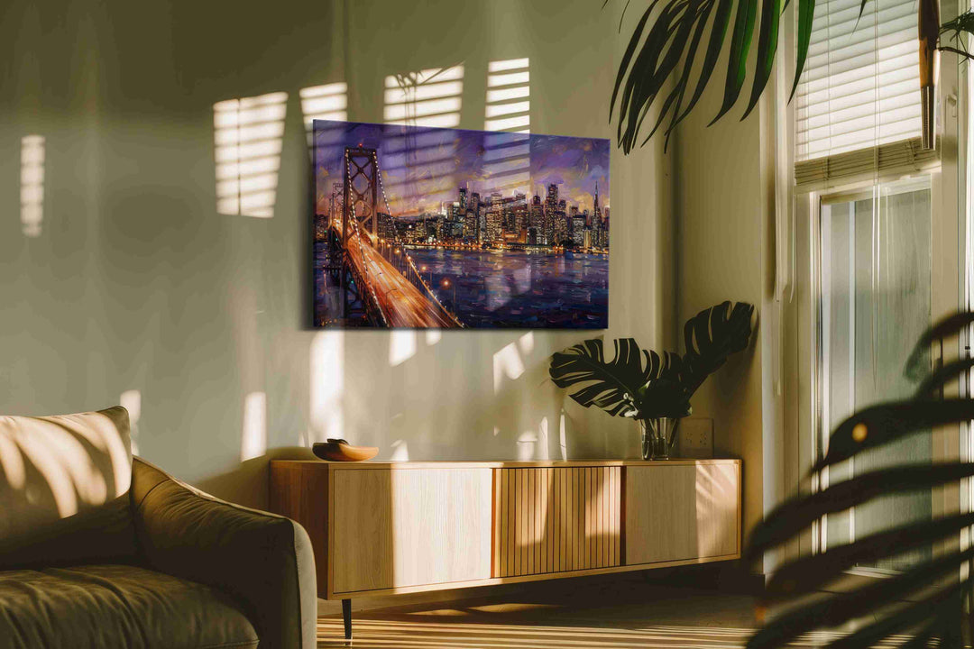 Twilight City Glow – urban canvas wall art, gallery-wrapped, ready to hang