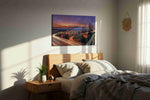 Twilight Urban Symphony urban canvas print, displayed in a bedroom