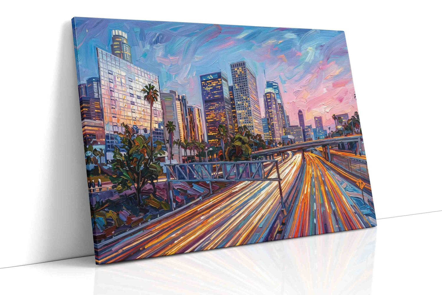 Vibrant City Lights Symphony – urban canvas wall art, gallery-wrapped, ready to hang