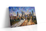 Vibrant City Whirl urban canvas print, gallery-wrapped, ready to hang
