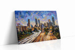 Vibrant City Whirl urban canvas print gallery-wrapped landscape canvas studio shot