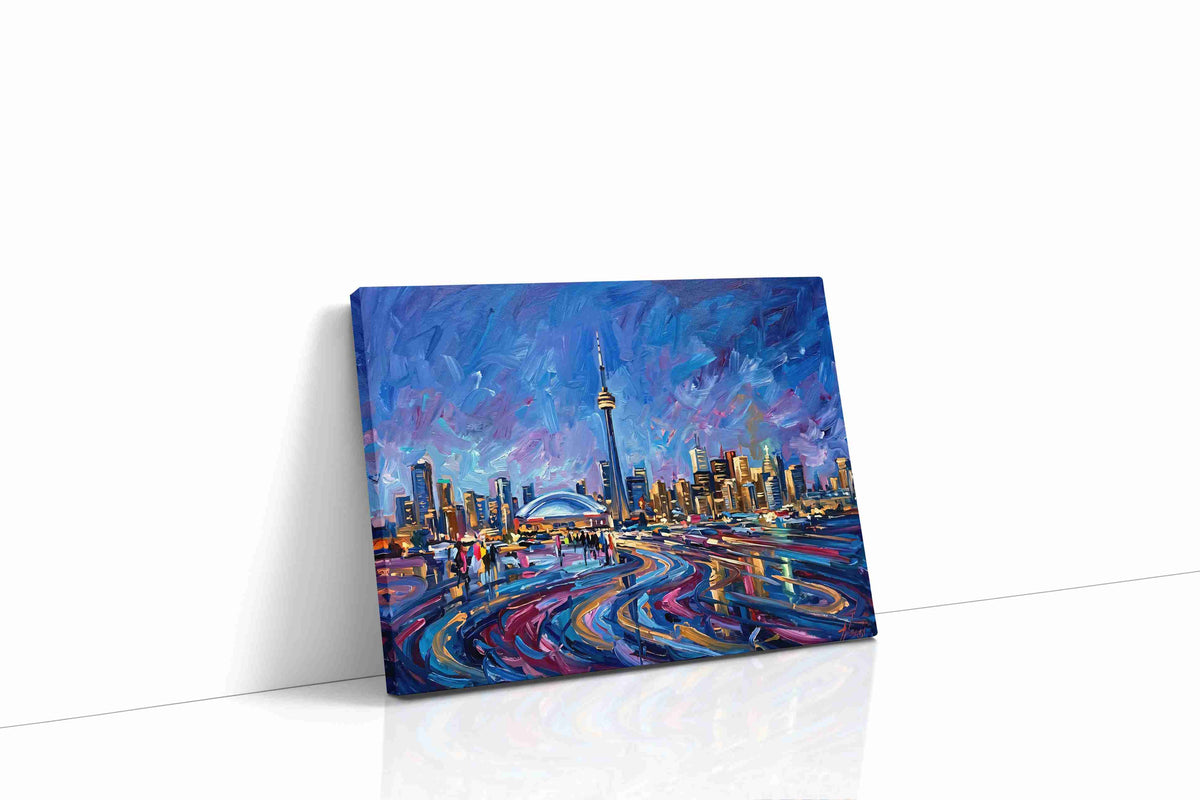 Vibrant Cityscape Symphony urban canvas print gallery-wrapped landscape canvas studio shot