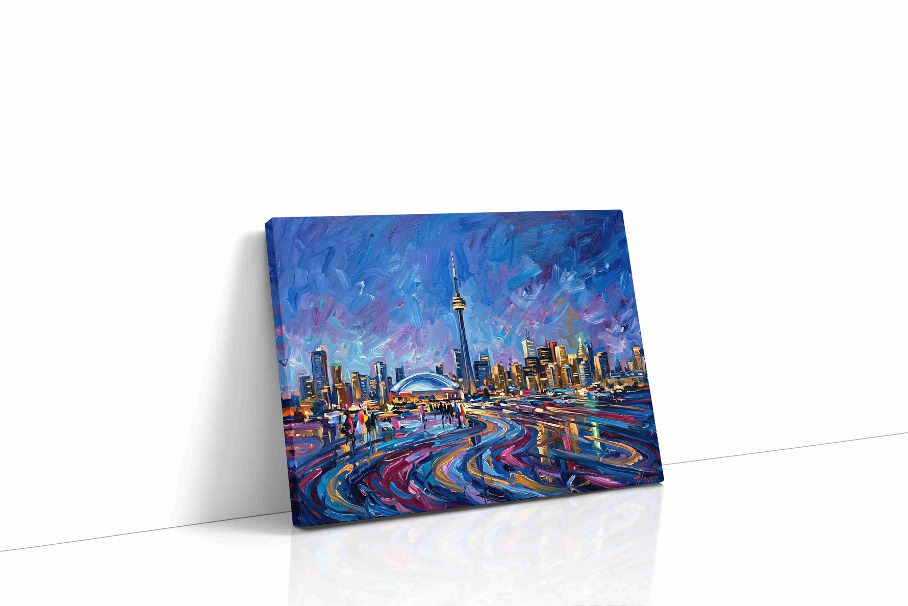 Vibrant Cityscape Symphony urban canvas print gallery-wrapped landscape canvas studio shot