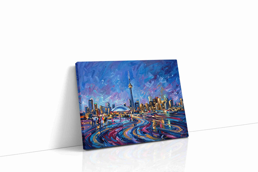 Vibrant Cityscape Symphony urban canvas print gallery-wrapped landscape canvas studio shot