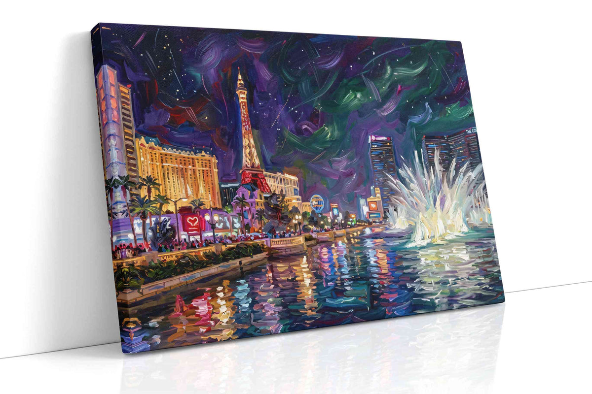 Vibrant Vegas Nights – urban canvas wall art, gallery-wrapped, ready to hang