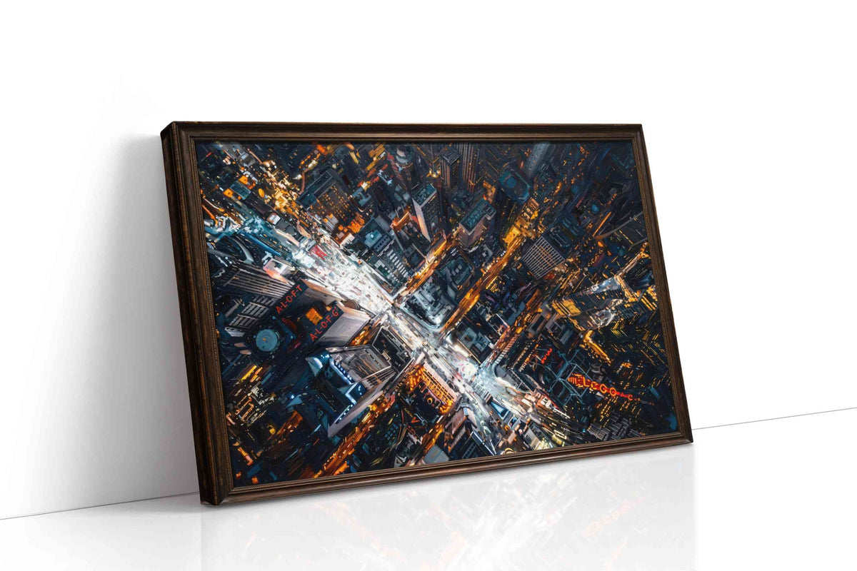 Vortex of the City Lights urban canvas print gallery-wrapped landscape canvas studio shot