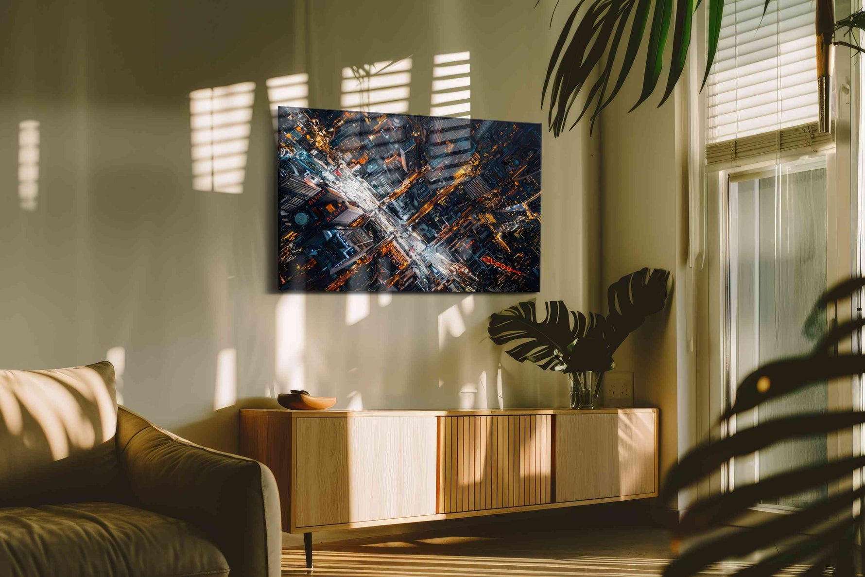 Vortex of the City Lights – urban canvas wall art, gallery-wrapped, ready to hang