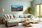Whirling Urban Symphony urban canvas print, hanging on wall