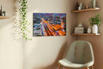 Whirlwind City Dreams urban canvas print, displayed in a living room
