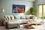 Whirlwind City Dreams urban canvas print, hanging on wall