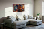 Whispers of Aged Oak wine canvas print, displayed in a living room