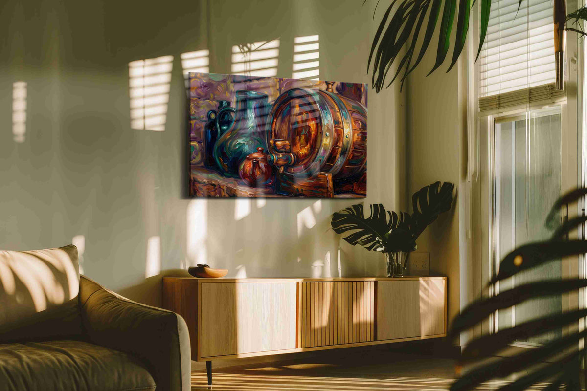 Whispers of Aged Oak wine canvas print in a contemporary interior mockup