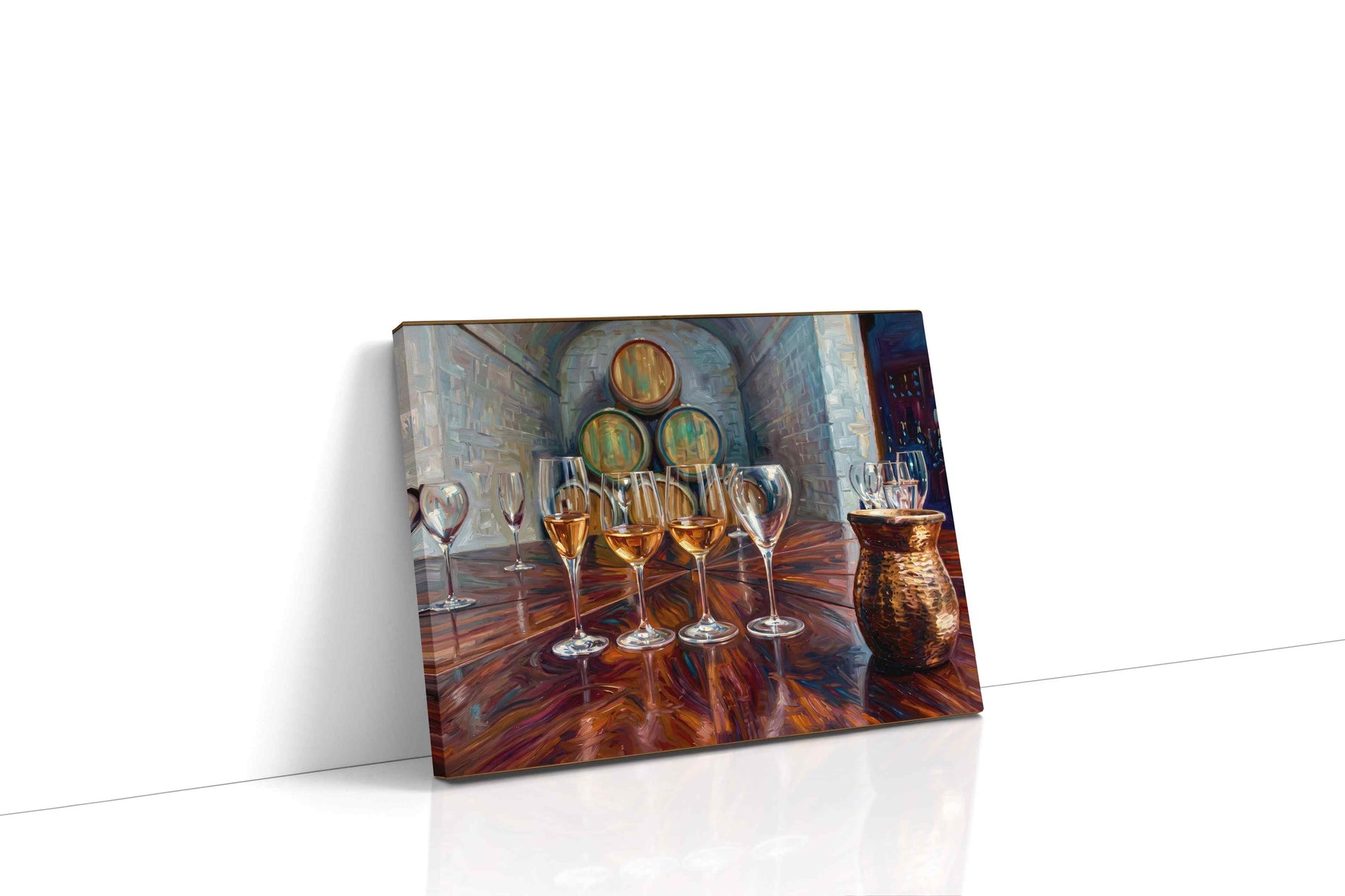 Barrel Room Reflections wine canvas print, gallery-wrapped, ready to hang