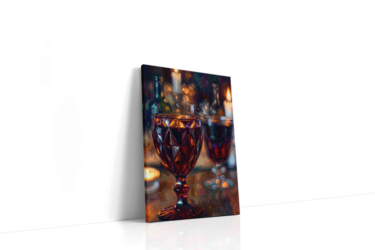 Candlelit Reflections wine canvas print gallery-wrapped portrait canvas studio shot