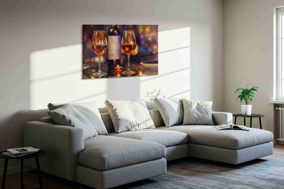 Charmed by Candlelight – wine canvas wall art, gallery-wrapped, ready to hang