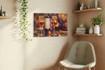Charmed by Candlelight wine canvas print, displayed in a living room