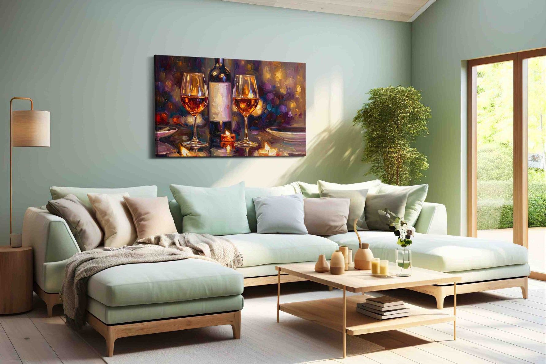 Charmed by Candlelight wine canvas print, hanging on wall