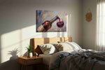 Crimson Elegance wine canvas print, displayed in a bedroom