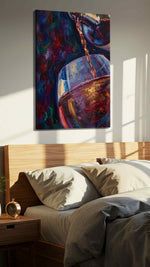 Crimson Elegance II wine canvas print, displayed in a bedroom