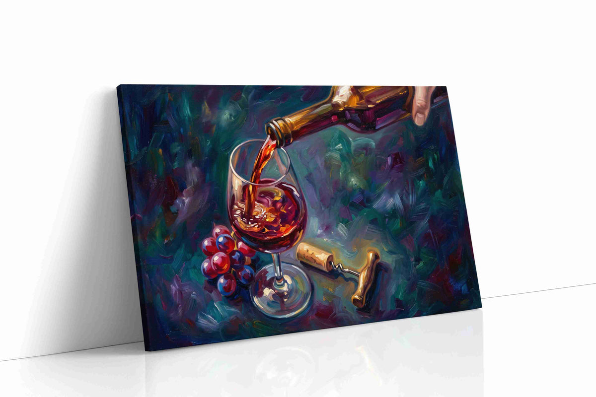 Crimson Pour wine canvas print gallery-wrapped landscape canvas studio shot