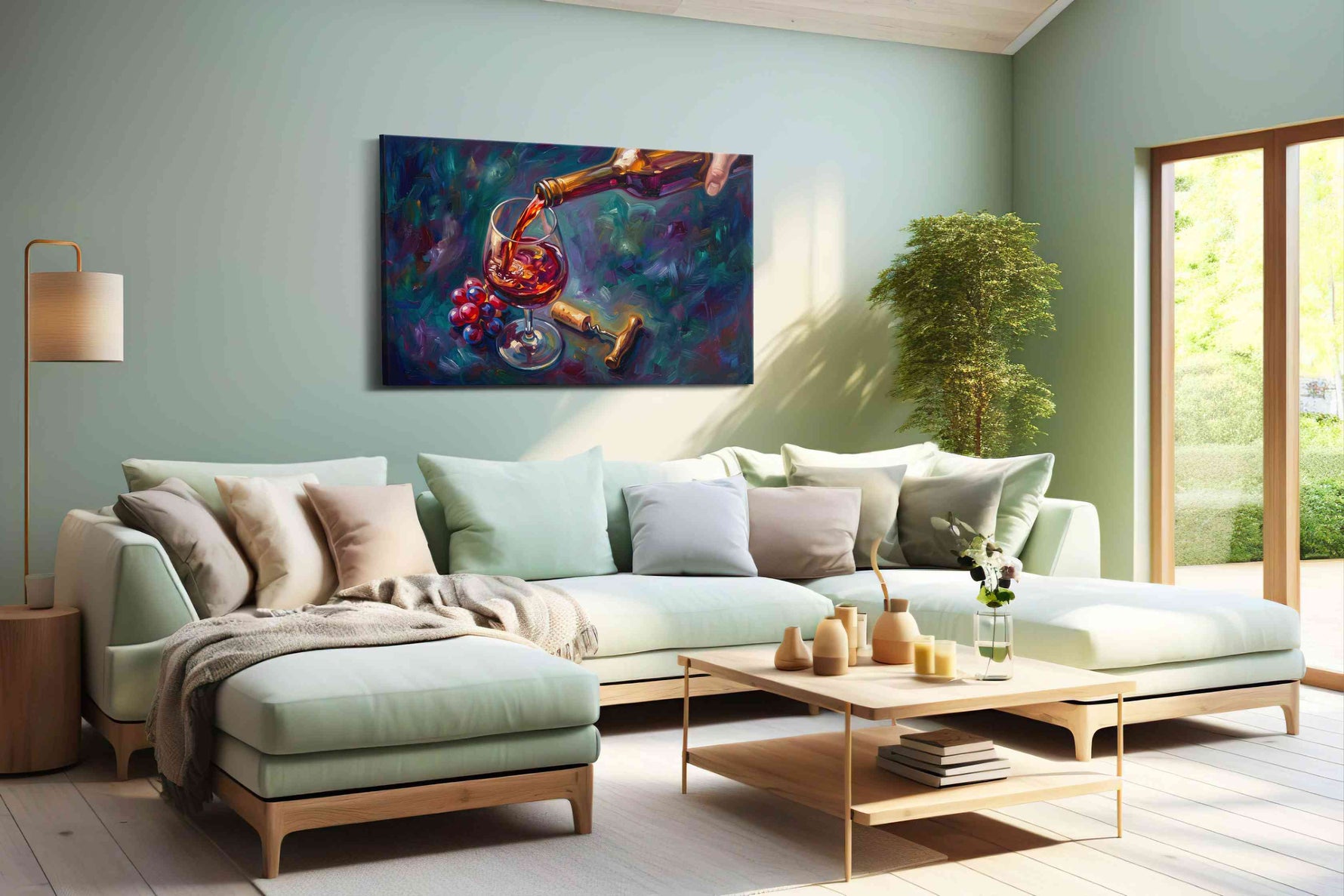 Crimson Pour wine canvas print, hanging on wall