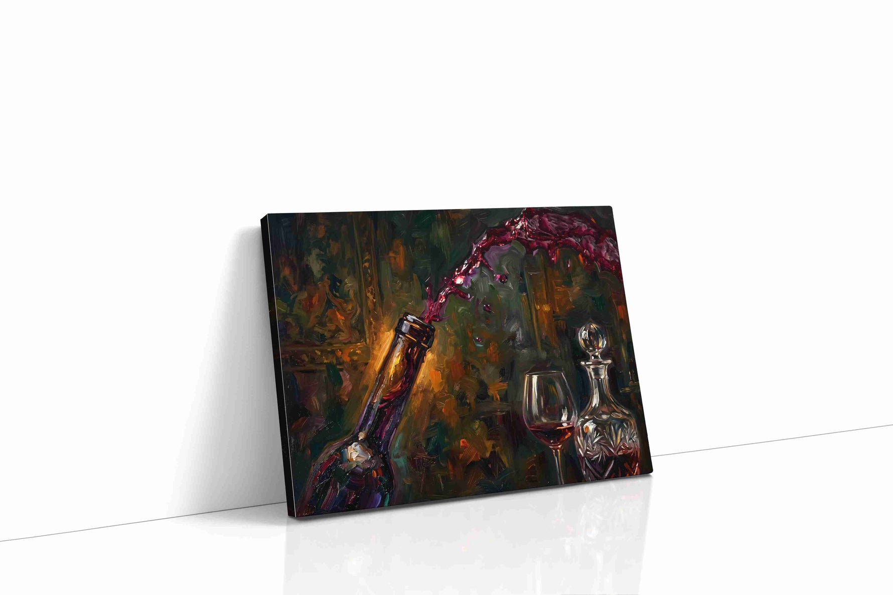 Crimson Pour Symphony wine canvas print gallery-wrapped landscape canvas studio shot