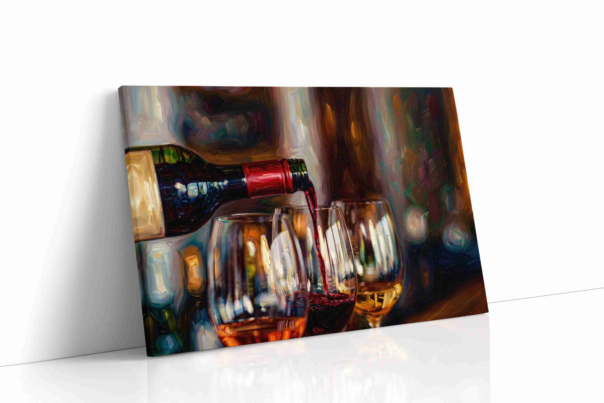 Crimson Pour Symphony II wine canvas print gallery-wrapped landscape canvas studio shot