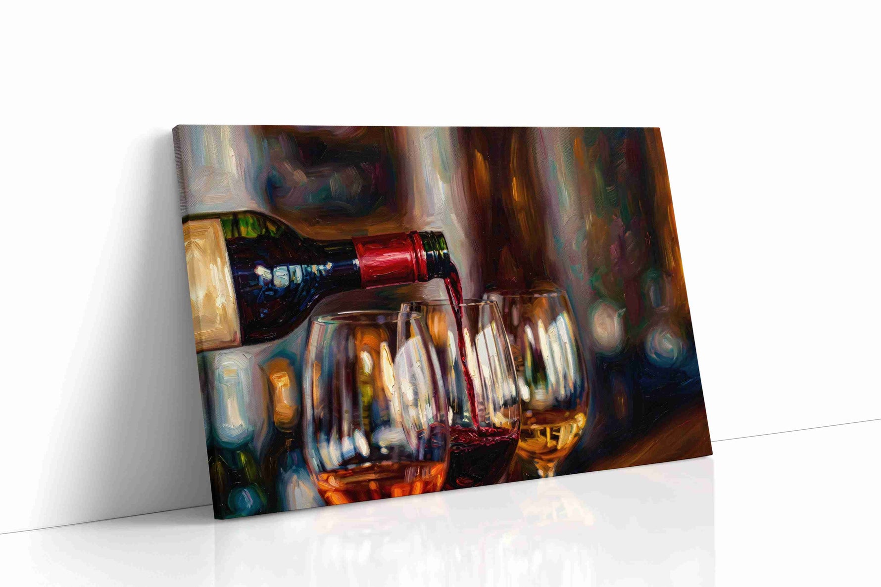 Crimson Pour Symphony II wine canvas print gallery-wrapped landscape canvas studio shot