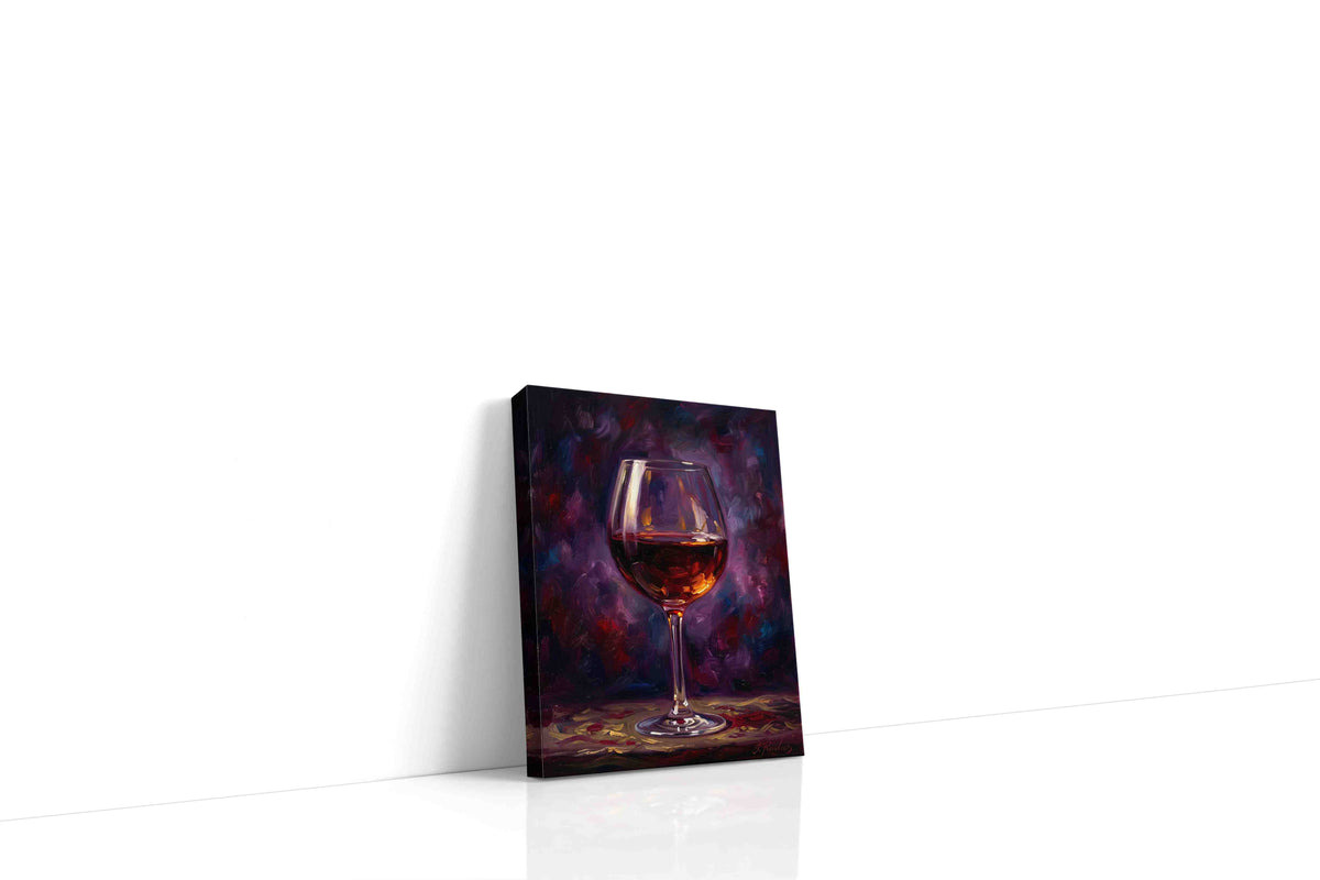 Crimson Reflections A Wine Reverie wine canvas print gallery-wrapped portrait canvas studio shot
